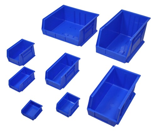 Blue plastic parts bins - plastic,