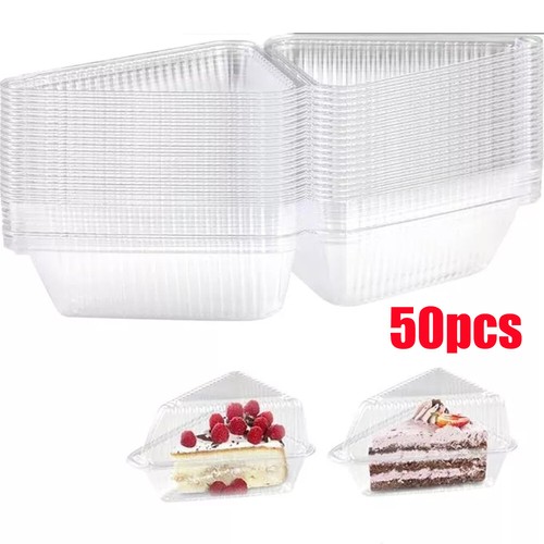 50x plastic hinged cake slice - hinged,
